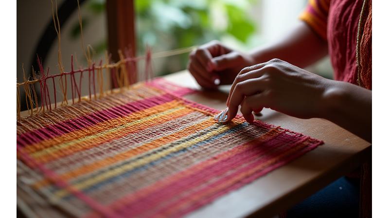 Artisans meticulously weaving traditional Filipino textile threads, symbolizing heritage and luxury