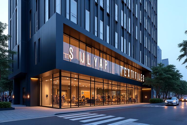 Elegant exterior of Sulyap Textiles atelier in a modern Makati building, exuding sophistication