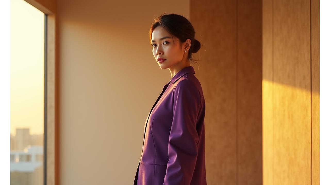 Isang eleganteng modelo na nakasuot ng damit na may adaptibong tampok, nagpapahiwatig ng estilo at functionality para sa kalayaan.
