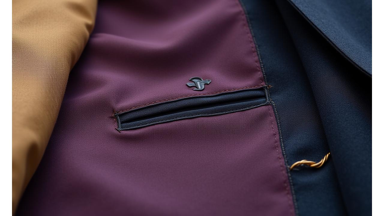 Malapitan na kuha na nagpapakita ng detalyadong panloob na konstruksyon ng isang bespoke suit, kabilang ang hand-stitched canvas at custom lining, na nagtatampok ng masining na craftsmanship.