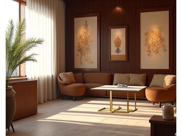 Elegant interior of Sulyap Textiles' bespoke consultation suite in Makati, showing luxurious fabrics and design sketches.