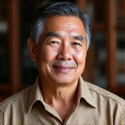Portrait of Dr. Paolo Santos, Cultural Heritage Specialist, with traditional Filipino textiles in the background.