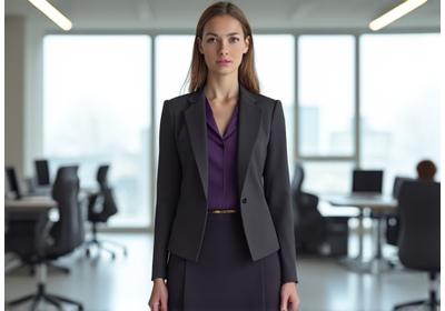 Eleganteng professional business attire na may modestong estilo para sa isang sopistikadong Hitsura.