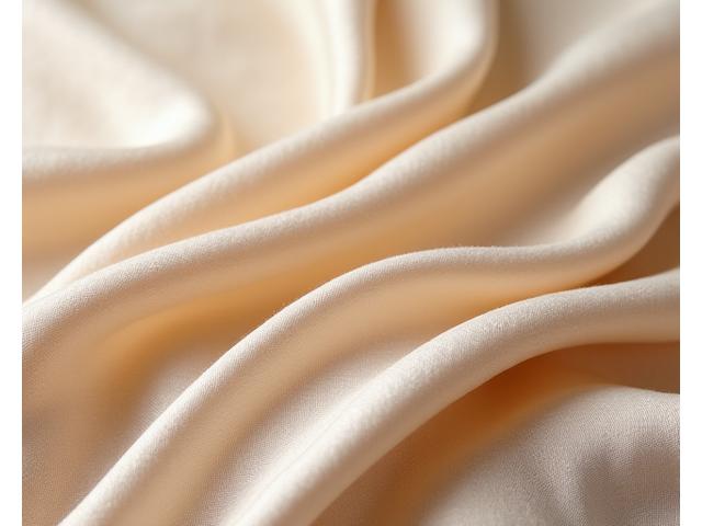 Close-up ng magandang draped na sutla, cashmere, at linen na tela sa natural na kulay, pinapakita ang texture at fluidity sa mala-studio setting